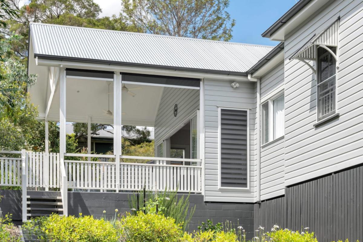 Queenslander House in Wilston QLD with custom orb roofing in zincalume finish