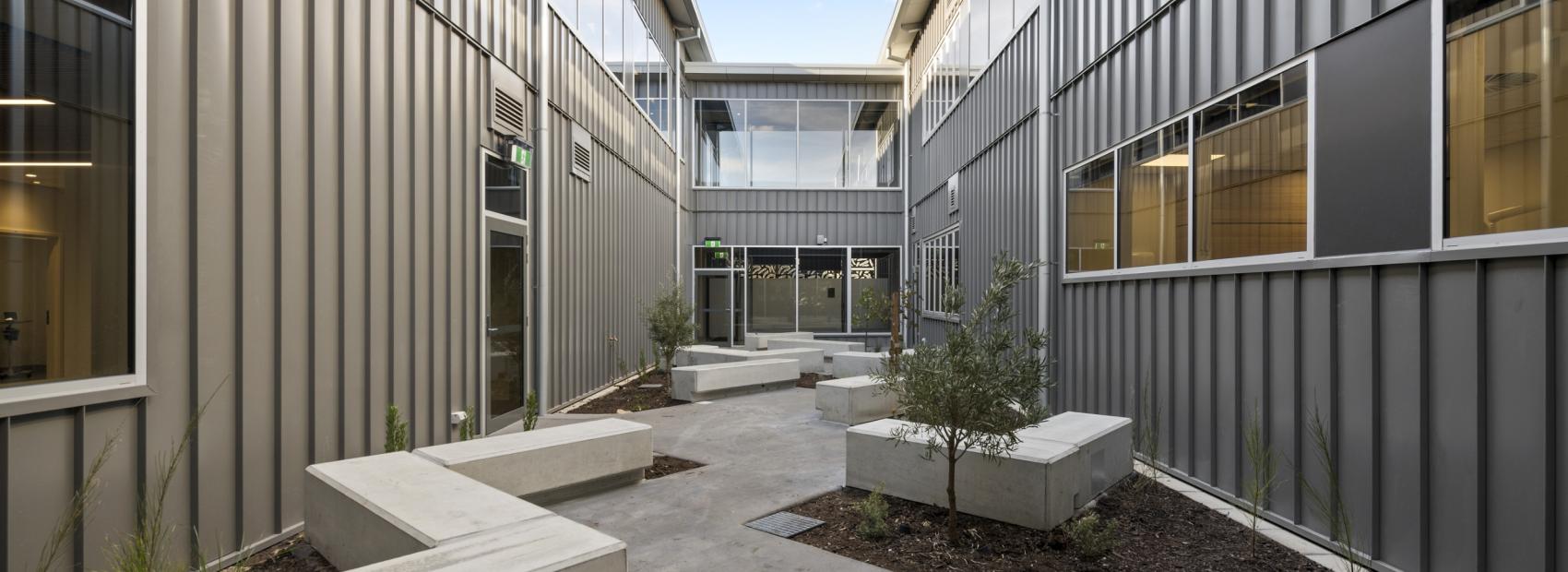 Medical centre with ENSEAM steel walling manufactured from COLORBOND steel in colour Wallaby