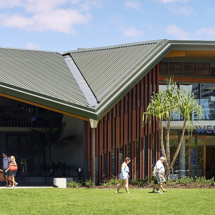 Surf club with KLIP-LOK steel roofing manufactured from COLORBOND steel in colour Dune