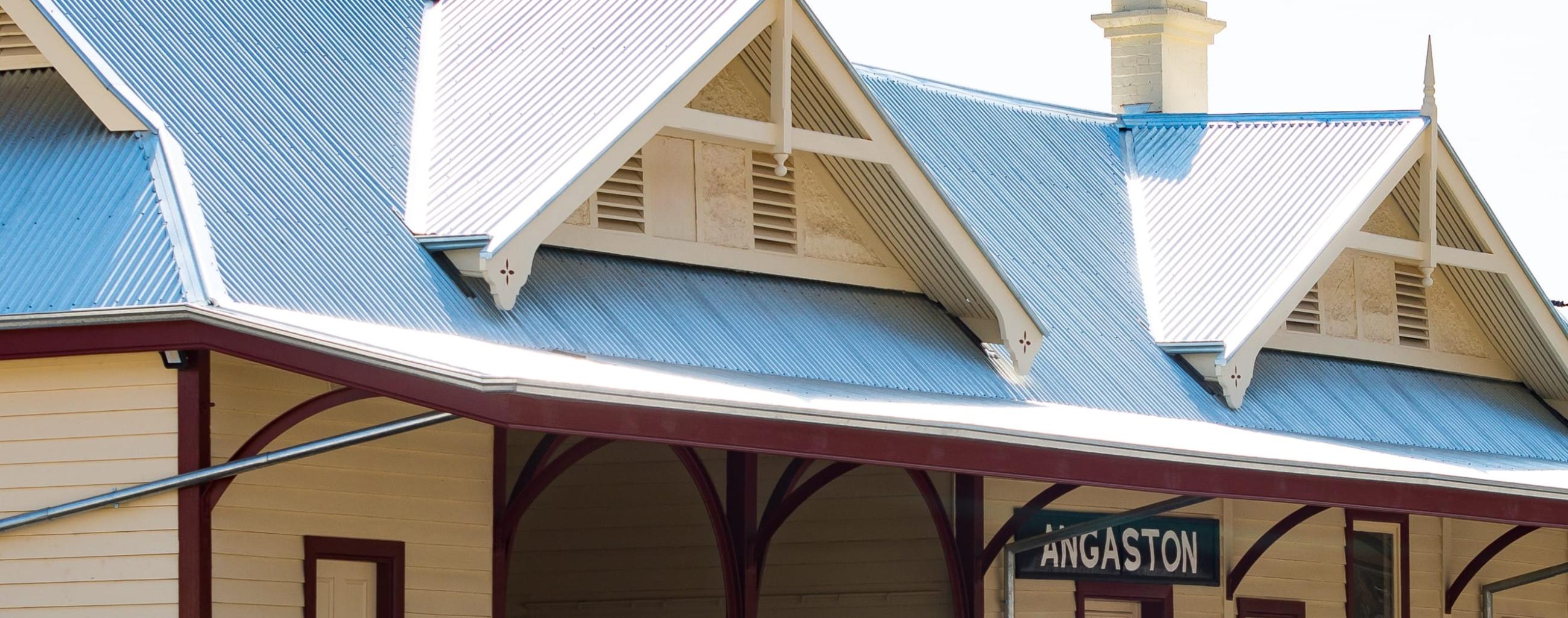 Railway station with CUSTOM ORB ACCENT steel roofing manufactured from Heritage Galvanised Z600 steel