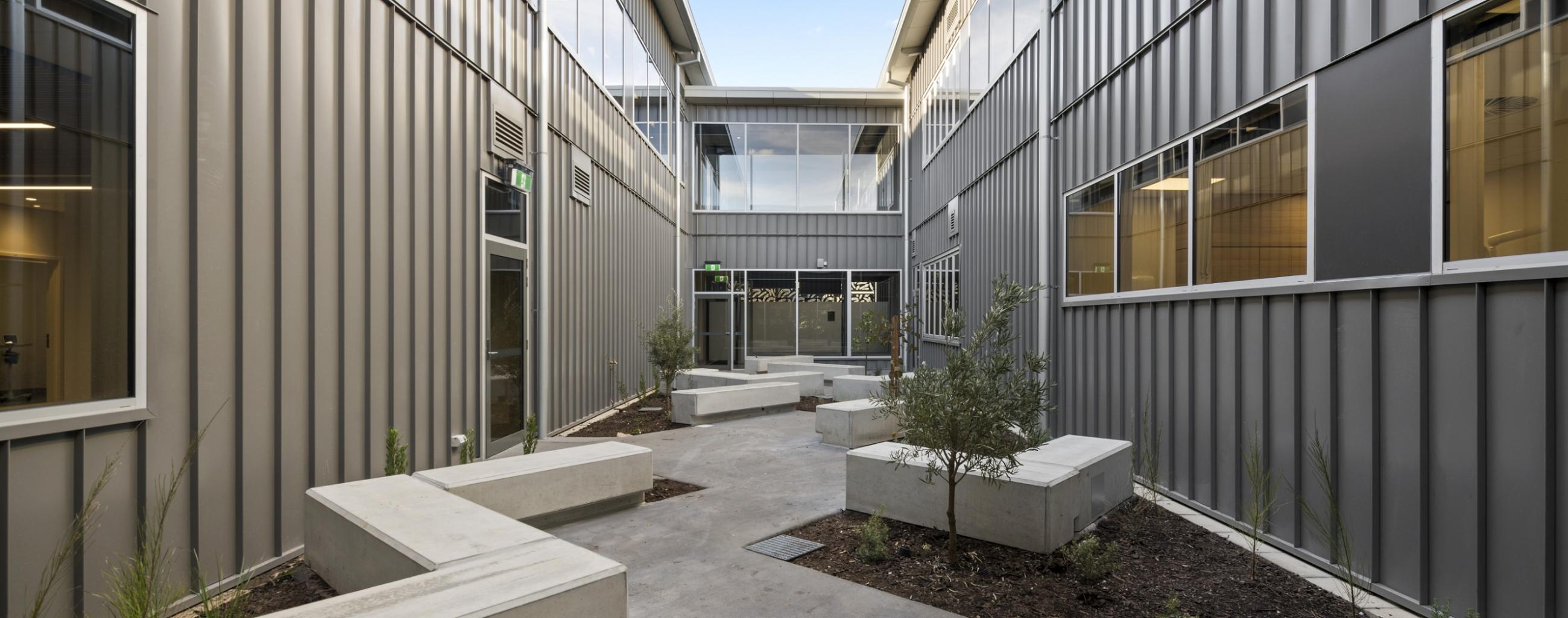 Medical centre with ENSEAM steel walling manufactured from COLORBOND steel in colour Wallaby